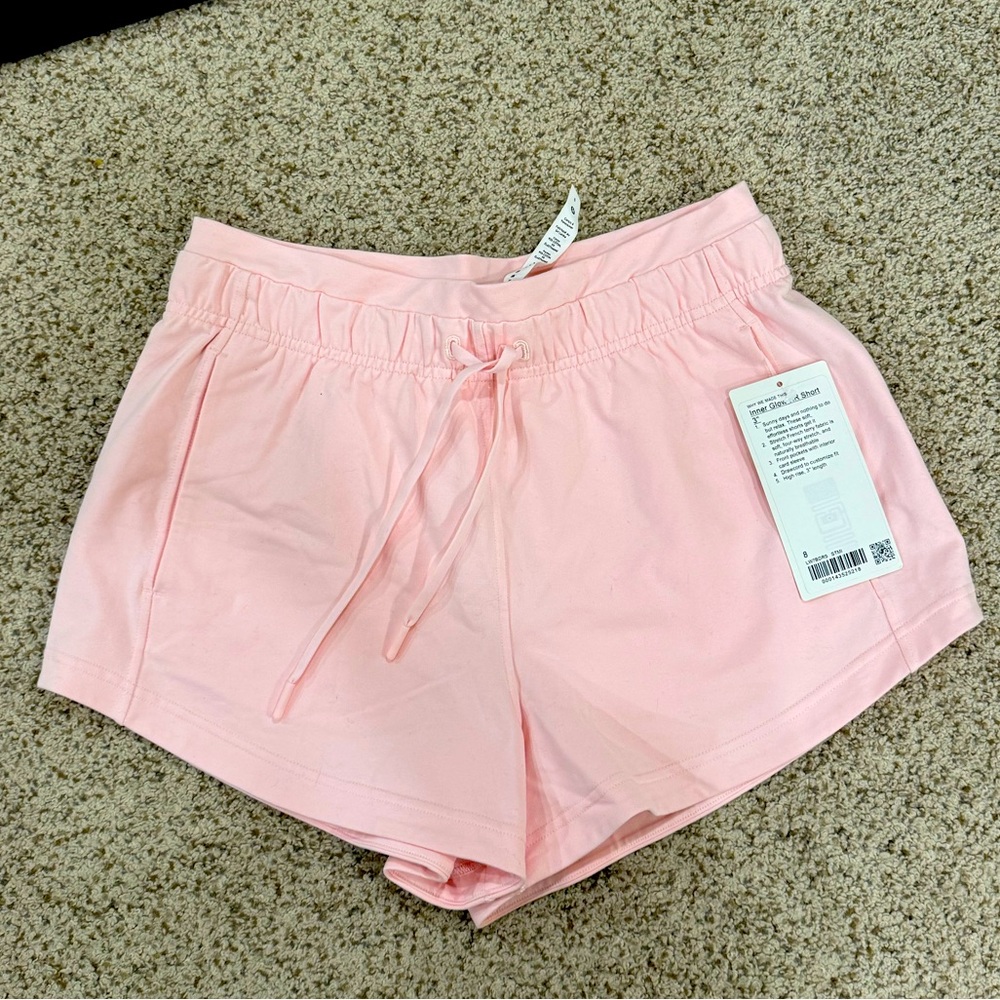 NWT Lululemon Inner Glow High Rise Shorts pink sz 8